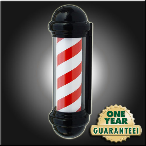 Black Traditional Revolving/illuminated barbers pole-0